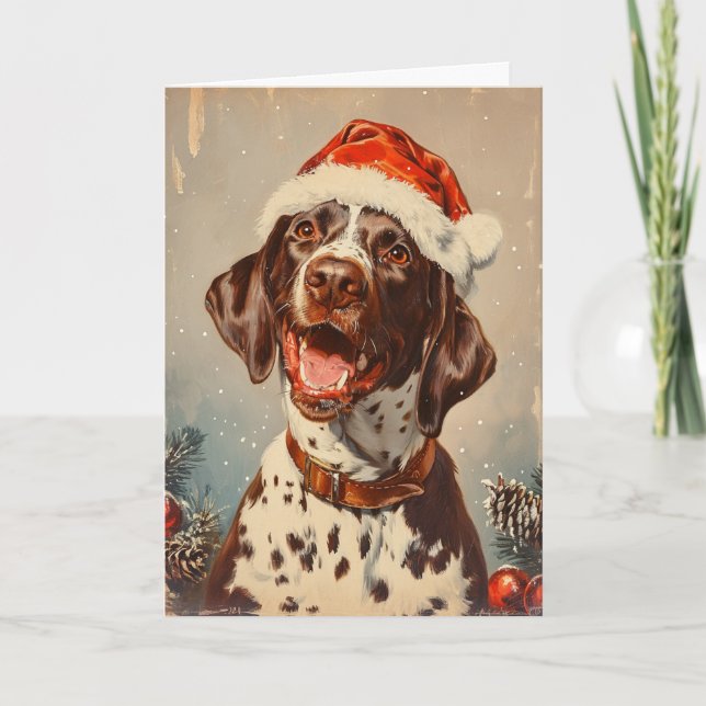 German Shorthaired Pointer personalised Christmas Holiday Card (Front)