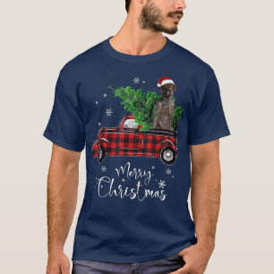 German Shorthaired Pointer Ride Red Truck Christma T-Shirt