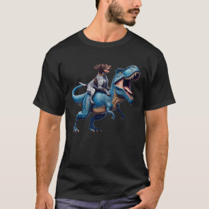 German Shorthaired Pointer Riding Dinosaur Funny T-Shirt