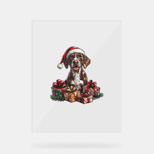 German Shorthaired Pointer Santa Hat Christmas GSP Acrylic Sign