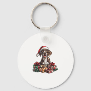 German Shorthaired Pointer Santa Hat Christmas GSP Key Ring