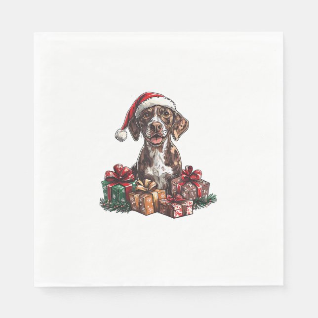 German Shorthaired Pointer Santa Hat Christmas GSP Napkin (Front)