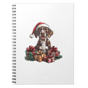 German Shorthaired Pointer Santa Hat Christmas GSP Notebook