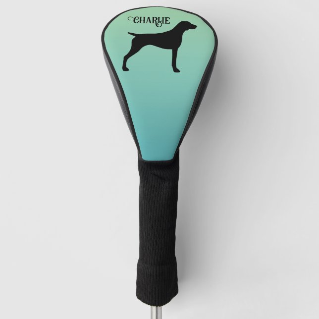German Shorthaired Pointer Silhouette Custom Name Golf Head Cover (Front)