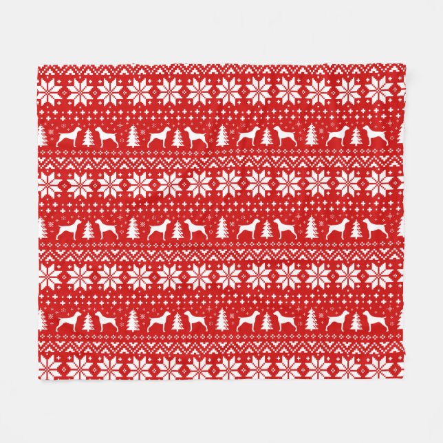 German Shorthaired Pointer Silhouettes Christmas Fleece Blanket (Front (Horizontal))
