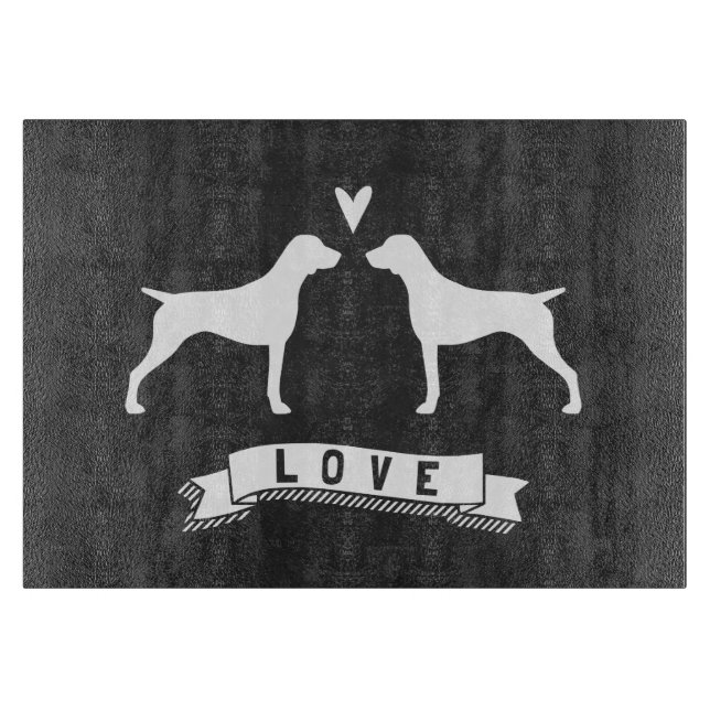 German Shorthaired Pointer Silhouettes Love Cutting Board (Front)