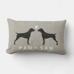 German Shorthaired Pointer Silhouettes Love Lumbar Cushion