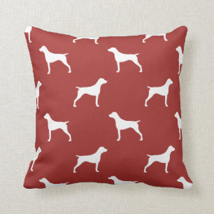 German Shorthaired Pointer Silhouettes Pattern Red Cushion