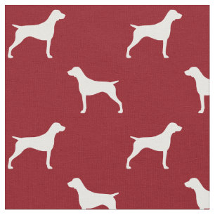 German Shorthaired Pointer Silhouettes Pattern Red Fabric