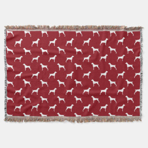 German Shorthaired Pointer Silhouettes Pattern Red Throw Blanket