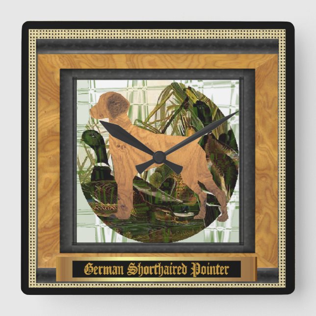 German Shorthaired Pointer Sport Square Wall Clock (Front)