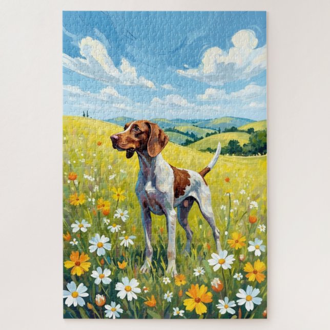 German Shorthaired Pointer Spring Meadow Dog Jigsaw Puzzle (Vertical)