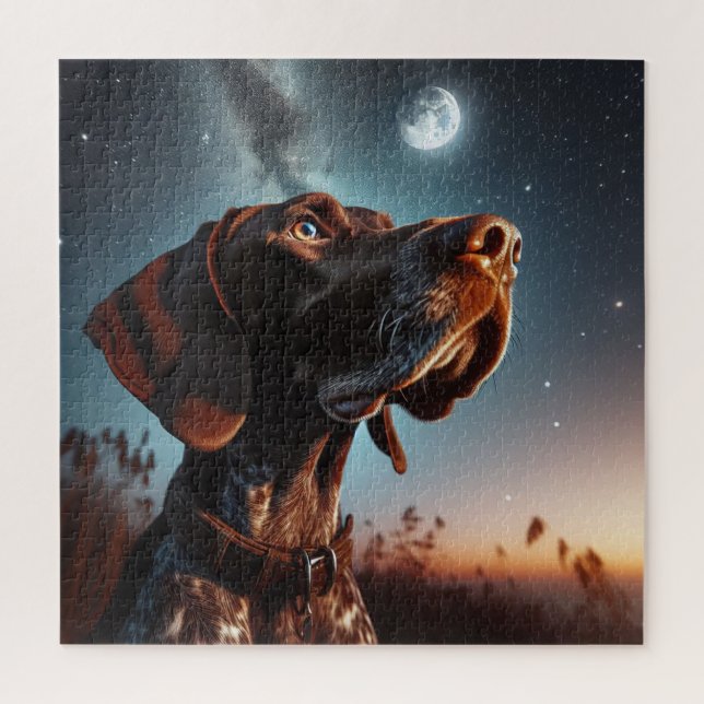 German Shorthaired Pointer Starring at Night Sky Jigsaw Puzzle (Vertical)