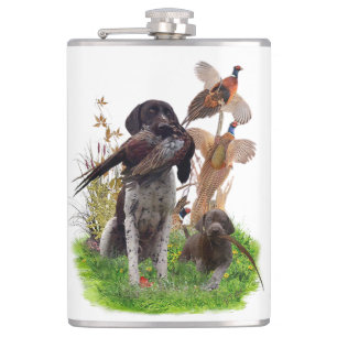 German Shorthaired Pointer    Sticker Paper Plates Hip Flask