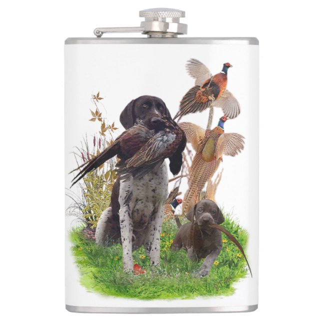 German Shorthaired Pointer    Sticker Paper Plates Hip Flask (Front)