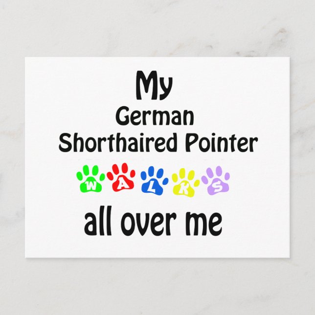 German Shorthaired Pointer Walks Design Postcard (Front)