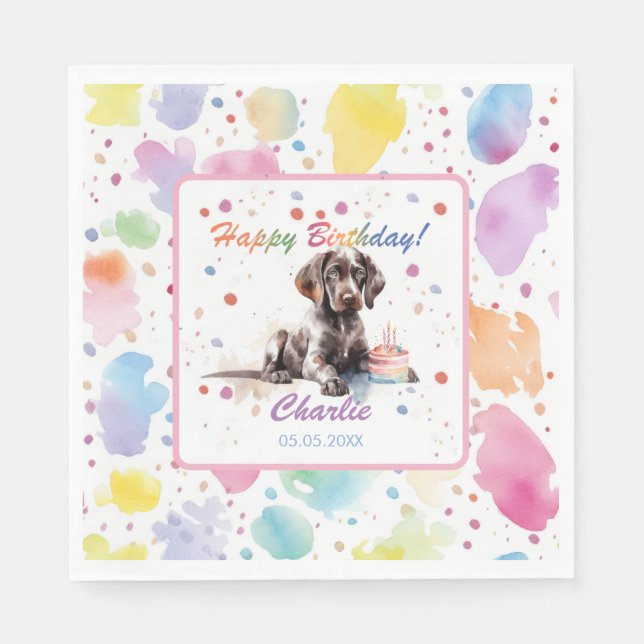 German Shorthaired Pointer Watercolor Paper Napkin (Front)