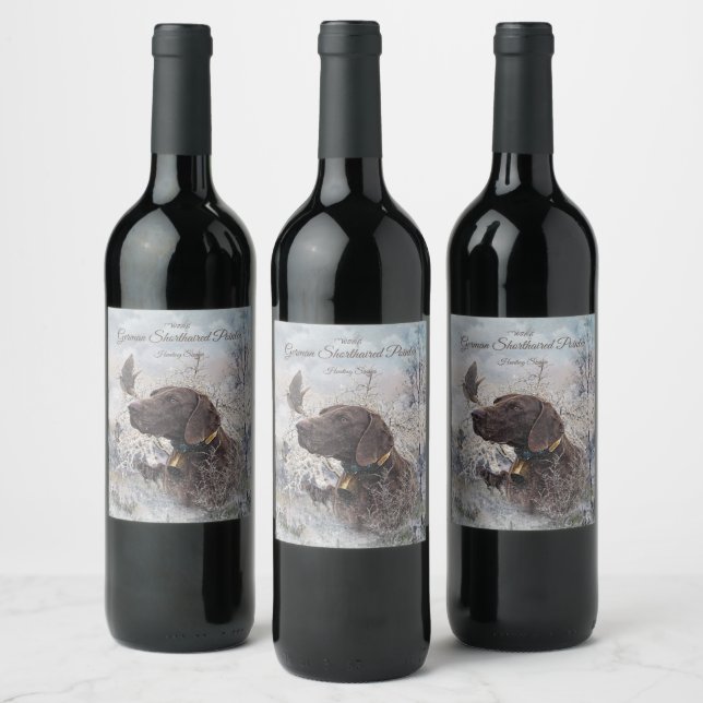 German Shorthaired Pointer Wine Label (Bottles)