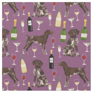 German Shorthaired Pointer wine purple Fabric
