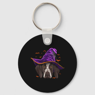 German Shorthaired Pointer Witch Funny Halloween Key Ring