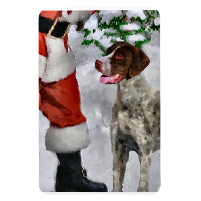 German Shorthaired Pointer With Santa Christmas  Magnet (Vertical)