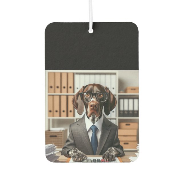 German Shorthaired Pointer working Accountant Car Air Freshener (Front)
