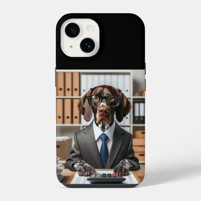 German Shorthaired Pointer working Accountant iPhone Case (Back)
