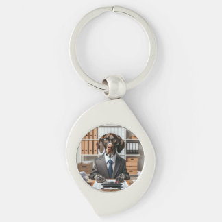 German Shorthaired Pointer working Accountant Key Ring