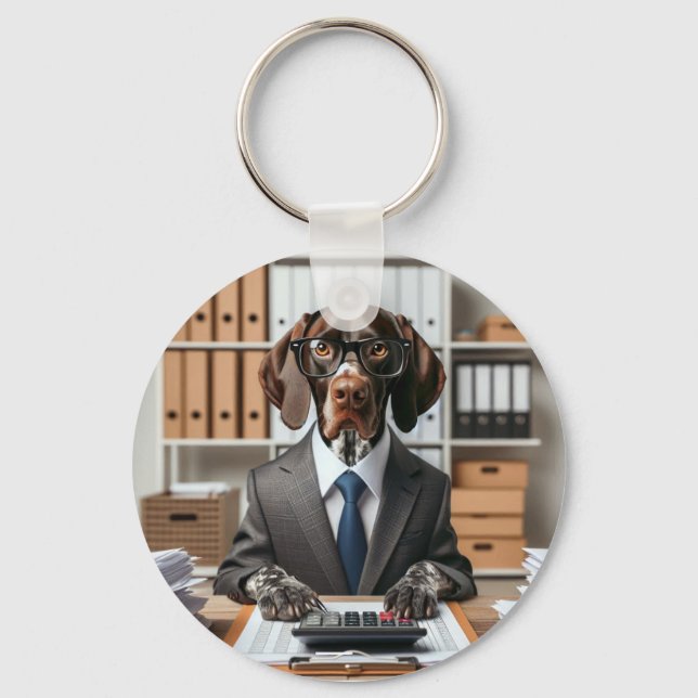 German Shorthaired Pointer working Accountant Key Ring (Front)