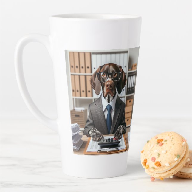 German Shorthaired Pointer working Accountant Latte Mug (In Situ)