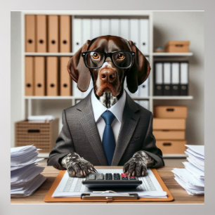 German Shorthaired Pointer working Accountant Poster