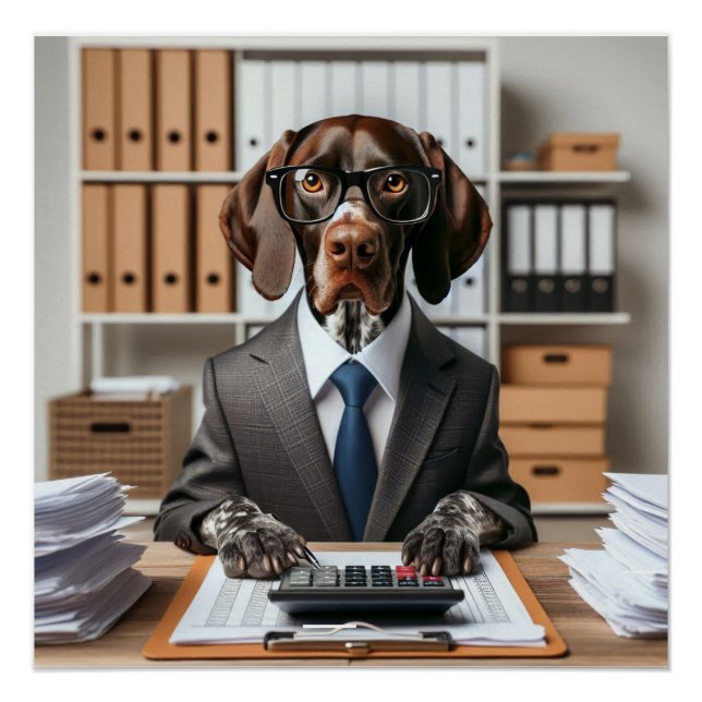 German Shorthaired Pointer working Accountant Poster (Front)