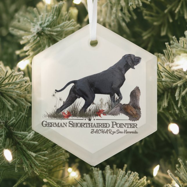 German Shorthaired Pointer, ZACHAR  Glass Tree Decoration (Insitu)