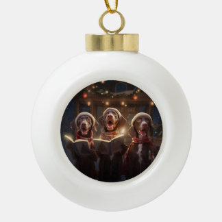 German Shorthaired Pointers Christmas Caroling Ceramic Ball Christmas Ornament