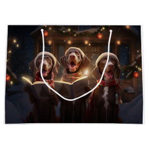 German Shorthaired Pointers Christmas Caroling Large Gift Bag