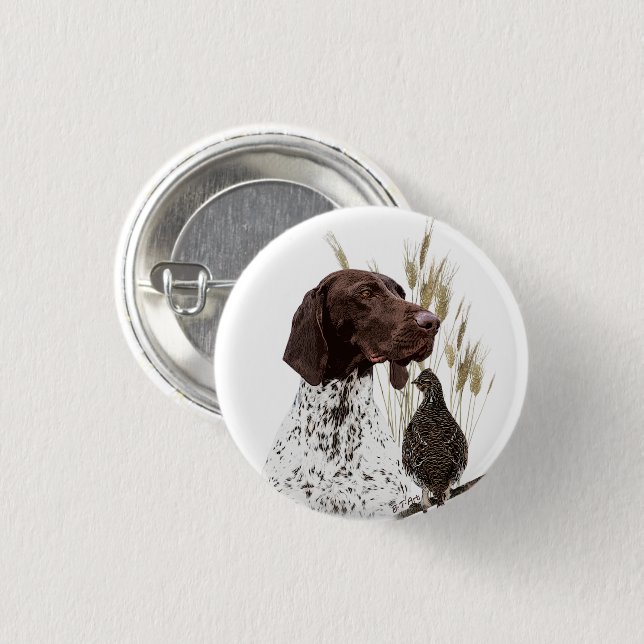 German Shorthaired Pointers (GSP)  3 Cm Round Badge (Front & Back)