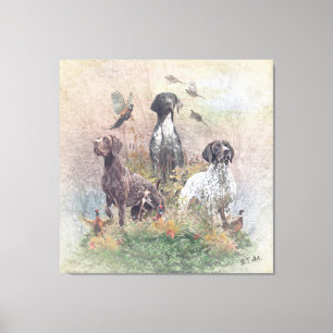 German Shorthaired Pointers (GSP), a hunting pheas Canvas Print