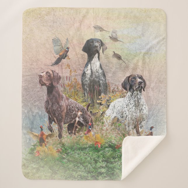 German Shorthaired Pointers (GSP), a hunting pheas Sherpa Blanket (Front)