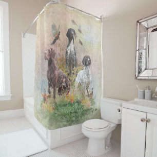 German Shorthaired Pointers (GSP), a hunting pheas Shower Curtain