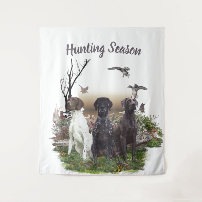 German Shorthaired Pointers (GSP), a hunting pheas Tapestry (Front)