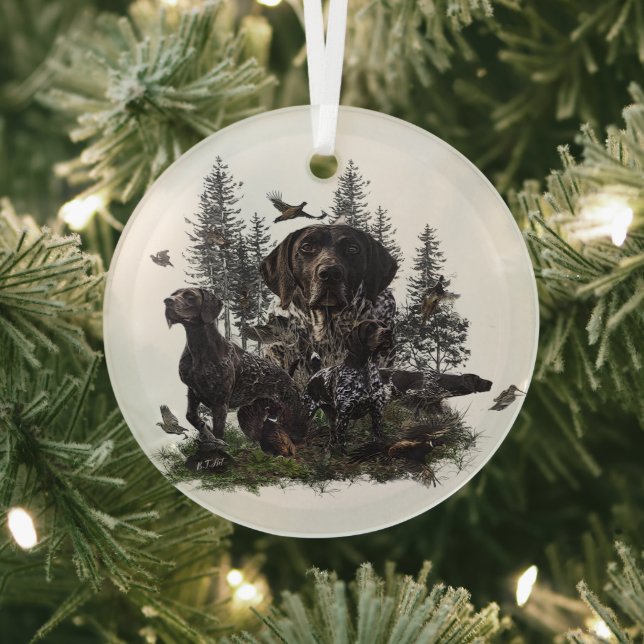 German Shorthaired Pointers (GSP)    Glass Ornamen Glass Tree Decoration (Insitu)