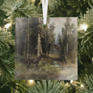German Shorthaired Pointers (GSP) Glass Tree Decoration