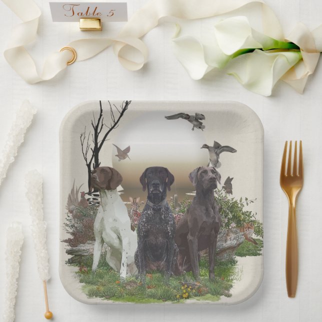 German Shorthaired Pointers (GSP)  Paper Plates (Wedding)