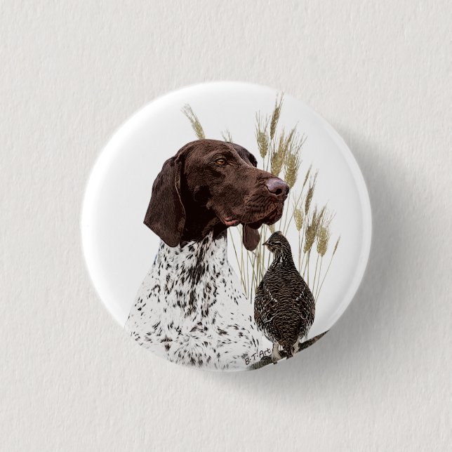 German Shorthaired Pointers (GSP) Postcard Coffee  3 Cm Round Badge (Front)