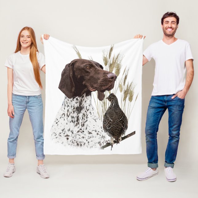 German Shorthaired Pointers (GSP) Postcard Coffee  Fleece Blanket (In Situ)