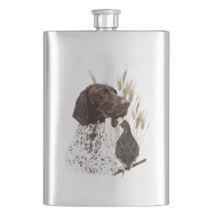 German Shorthaired Pointers (GSP) Postcard Coffee  Hip Flask