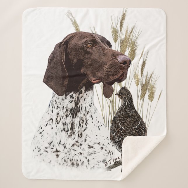 German Shorthaired Pointers (GSP) Postcard Coffee  Sherpa Blanket (Front)