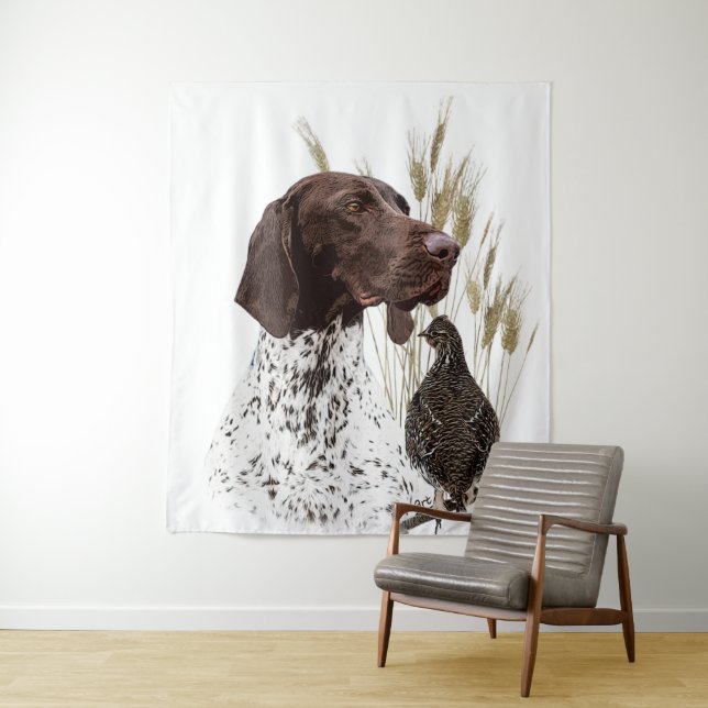 German Shorthaired Pointers (GSP) Postcard Coffee  Tapestry (In Situ)