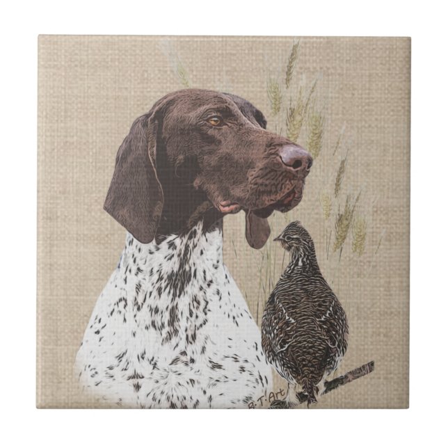 German Shorthaired Pointers (GSP) Postcard Coffee  Tile (Front)