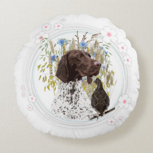German Shorthaired Pointers (GSP) Round Cushion